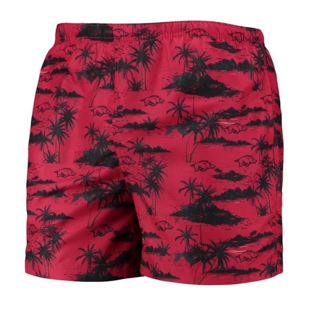 Arkansas Razorbacks Island Palm Swim Trunks - Cardinal - FOCO - Men's Med *NEW*